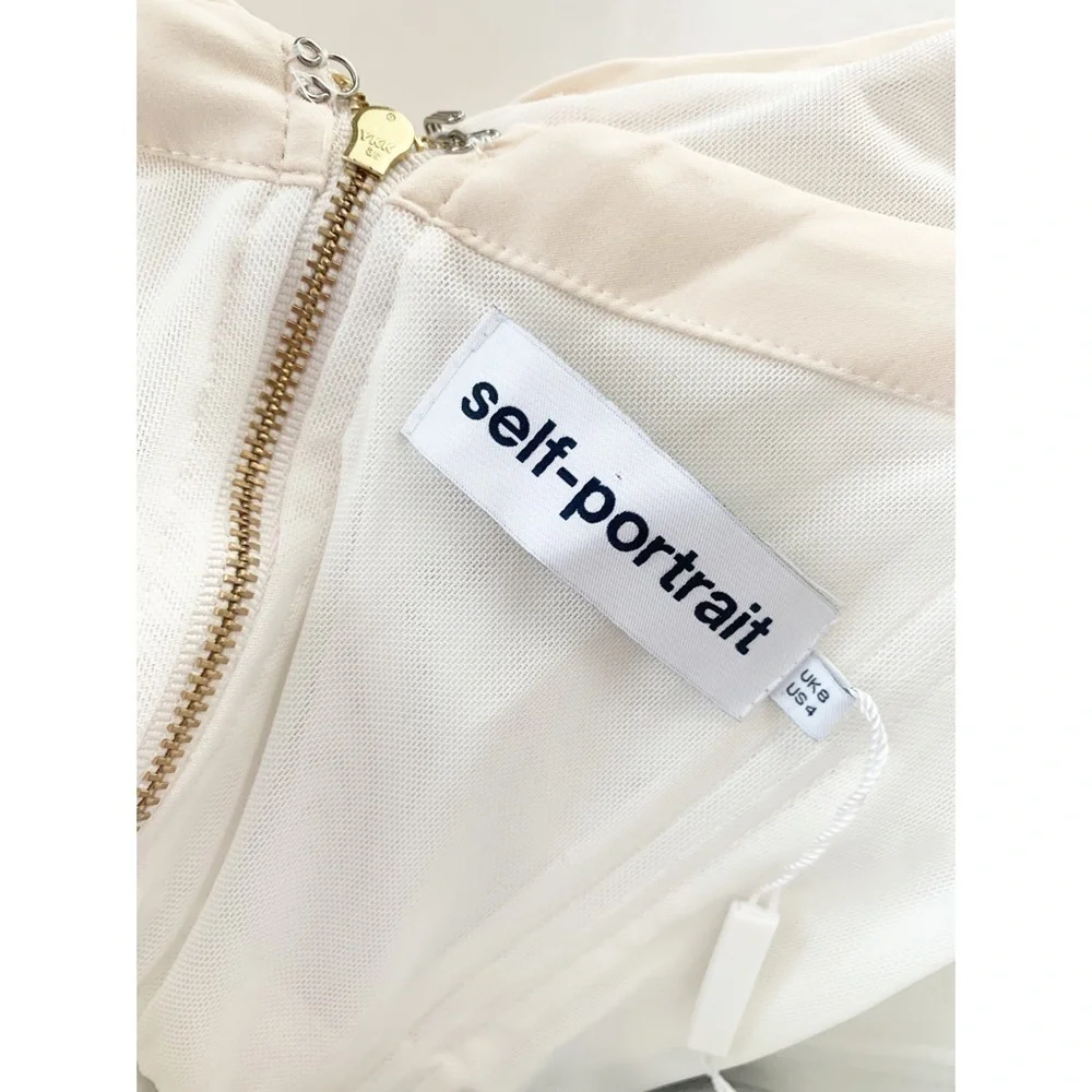 Nwt Self-Portrait Sequin Ruffle Mini Dress Ivory - Picture 9 of 15